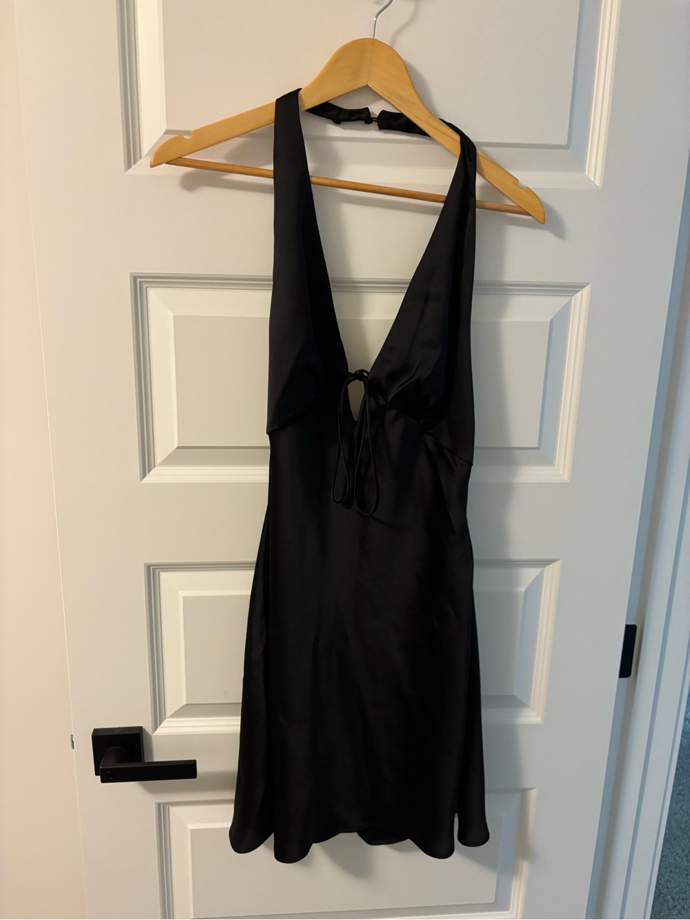 Dynamite Black Satin Halter Mini Dress